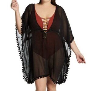 Bleu Rod Beattie Black Chiffon Caftan Cover Up, from Gypset Size 2X NWT